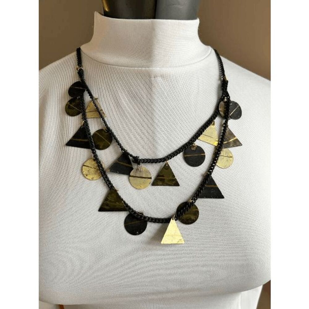 Modernist Metallic Gothic Or Steampunk Raw Edged Necklace